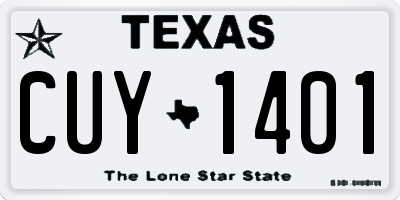 TX license plate CUY1401