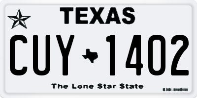 TX license plate CUY1402