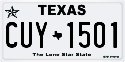 TX license plate CUY1501