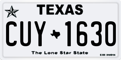 TX license plate CUY1630