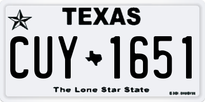 TX license plate CUY1651