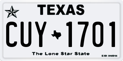 TX license plate CUY1701