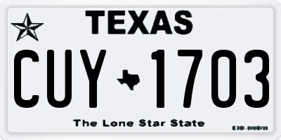 TX license plate CUY1703