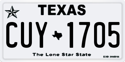 TX license plate CUY1705