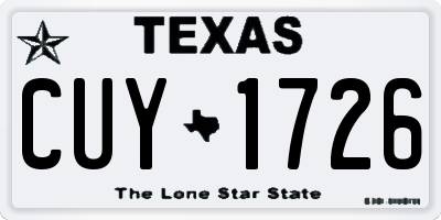 TX license plate CUY1726
