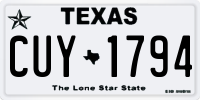 TX license plate CUY1794