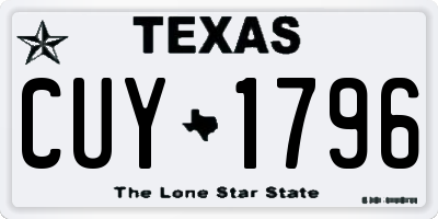 TX license plate CUY1796