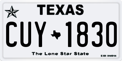 TX license plate CUY1830