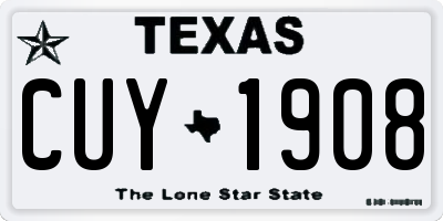 TX license plate CUY1908