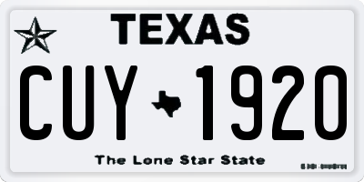 TX license plate CUY1920