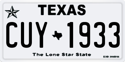 TX license plate CUY1933