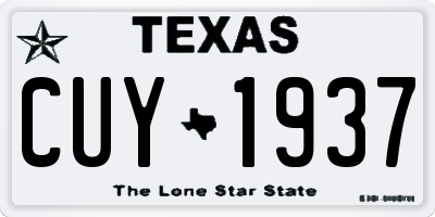 TX license plate CUY1937