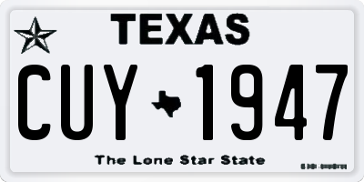 TX license plate CUY1947