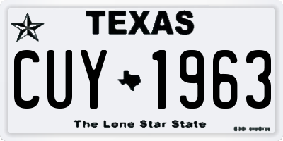 TX license plate CUY1963