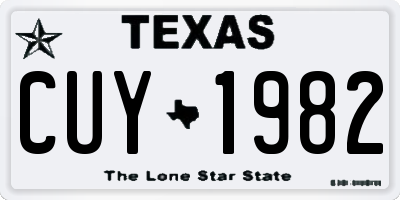 TX license plate CUY1982