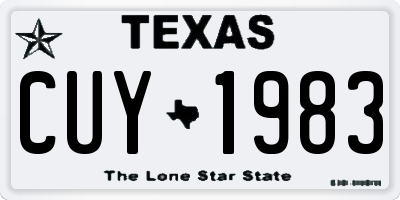 TX license plate CUY1983