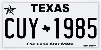TX license plate CUY1985