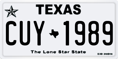 TX license plate CUY1989