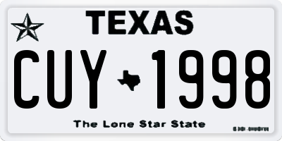 TX license plate CUY1998