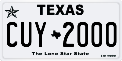 TX license plate CUY2000