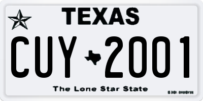 TX license plate CUY2001