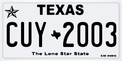 TX license plate CUY2003