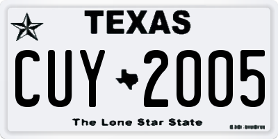 TX license plate CUY2005
