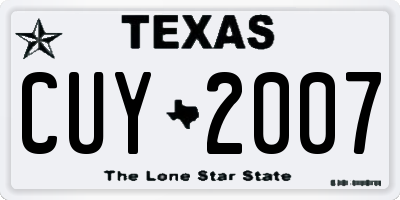 TX license plate CUY2007
