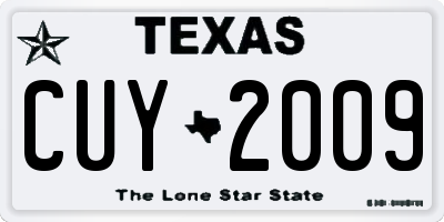 TX license plate CUY2009