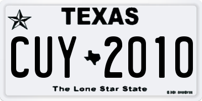 TX license plate CUY2010