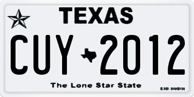 TX license plate CUY2012