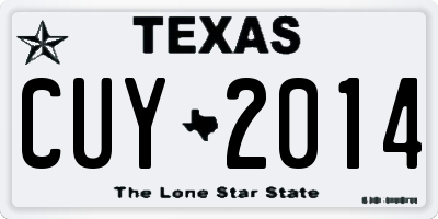 TX license plate CUY2014