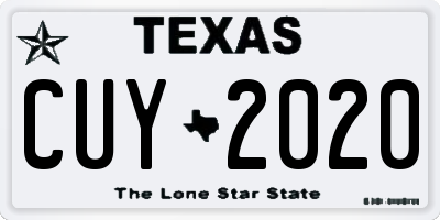 TX license plate CUY2020