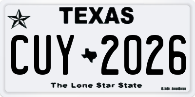 TX license plate CUY2026