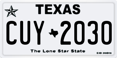 TX license plate CUY2030