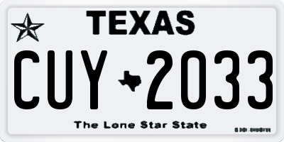 TX license plate CUY2033