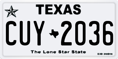 TX license plate CUY2036