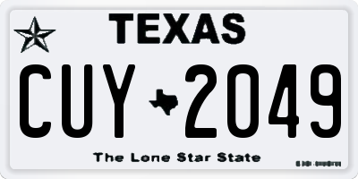 TX license plate CUY2049
