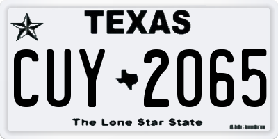 TX license plate CUY2065