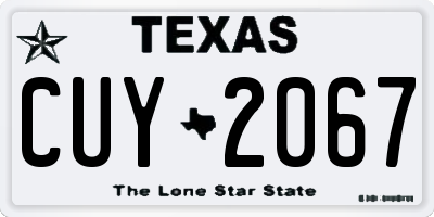 TX license plate CUY2067