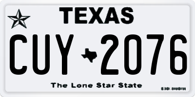 TX license plate CUY2076