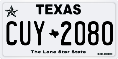 TX license plate CUY2080
