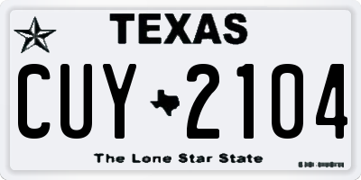 TX license plate CUY2104