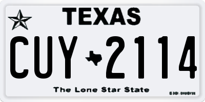 TX license plate CUY2114