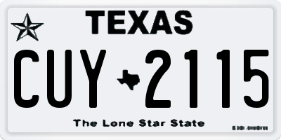 TX license plate CUY2115
