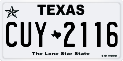 TX license plate CUY2116