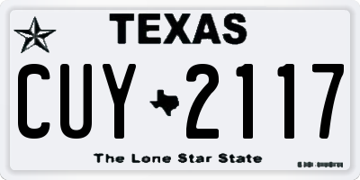 TX license plate CUY2117