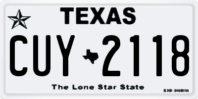 TX license plate CUY2118