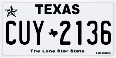 TX license plate CUY2136