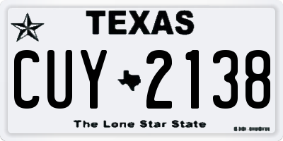 TX license plate CUY2138